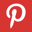 Weißes Pinterest-Logo P auf einem roten quadratischen Hintergrund.